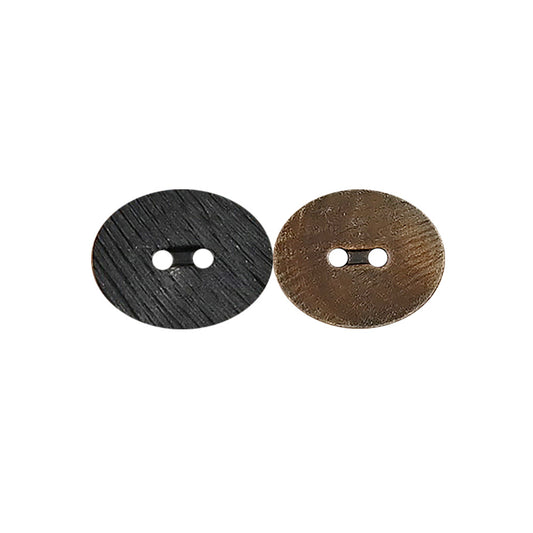 Boutons en corne de style japonais ovales de 25 mm à 2 trous avec textures découpées pour costumes 10PCS