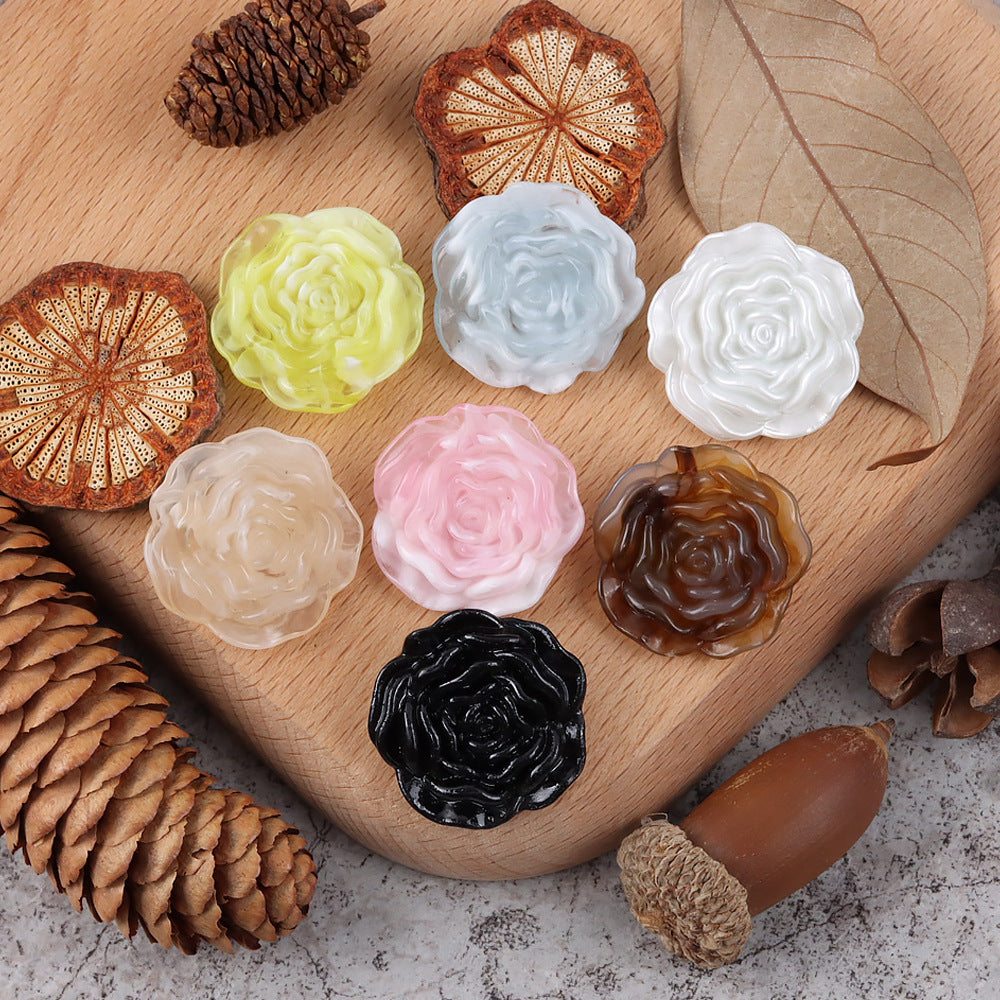 1 inch 3D Rose Resin Buttons with Hidden Holes for Blouses Cardigans 20pcs