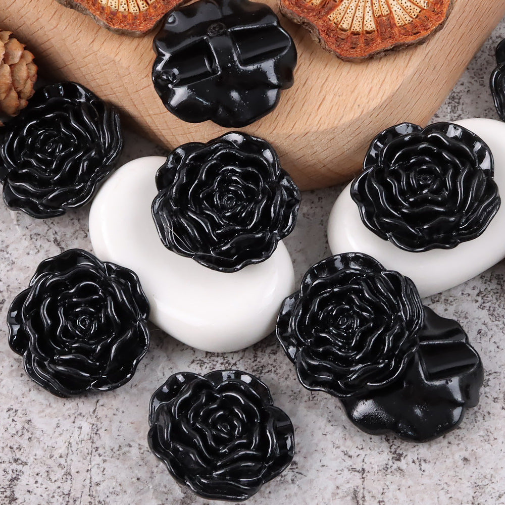 1 inch 3D Rose Resin Buttons with Hidden Holes for Blouses Cardigans 20pcs