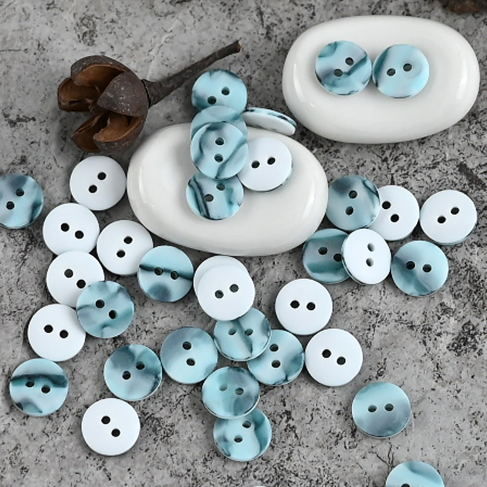 11mm Fresh Blue,Morandi Gradient Gray and Khaki Resin Buttons for Shirts 100pcs