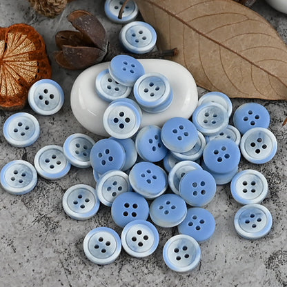 Botones de resina de 11 mm en azul fresco, gris degradado Morandi y caqui para camisas, 100 piezas