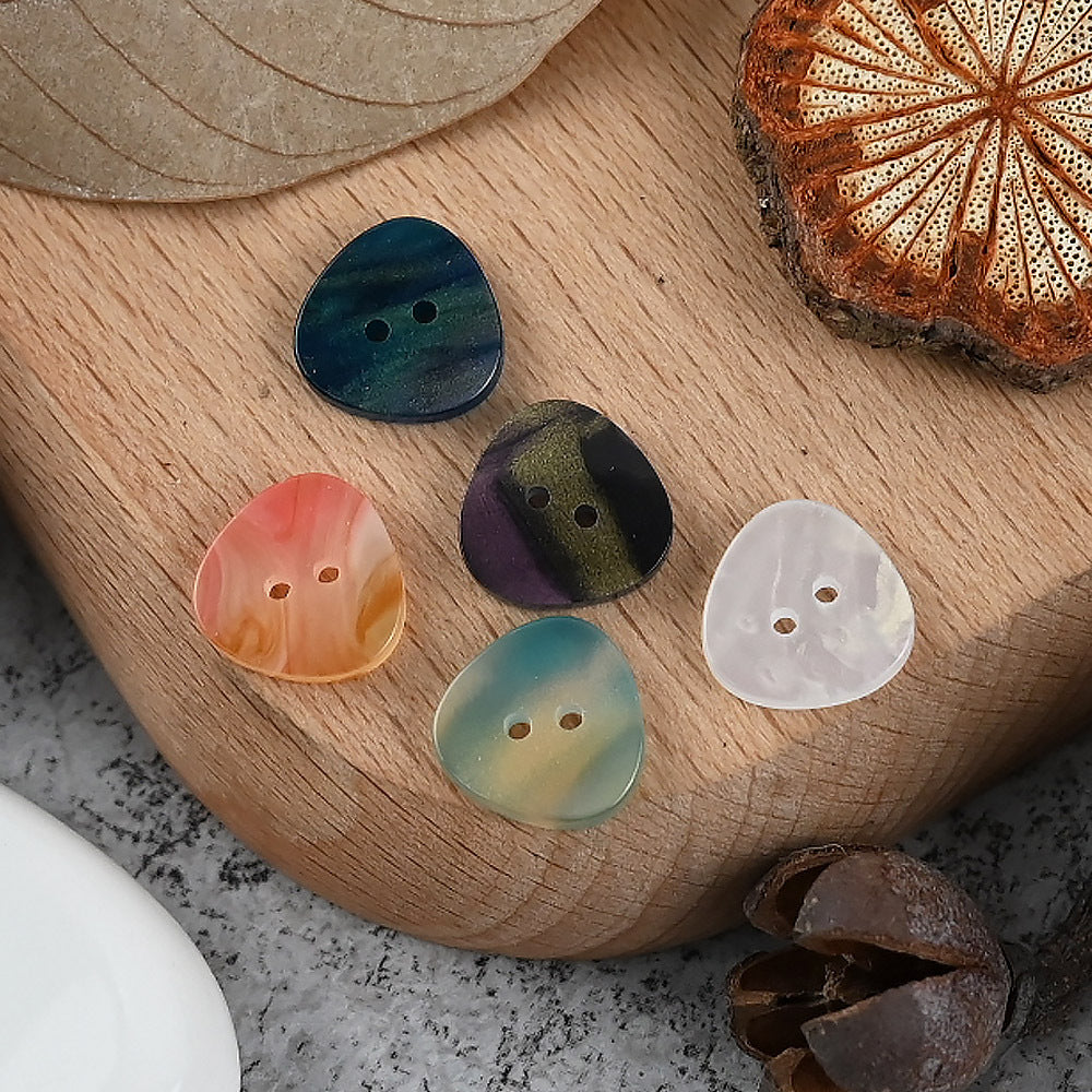 12mm Amber Blue Oval Triangular Resin Buttons 50 Pack (5 Mixed Colors)