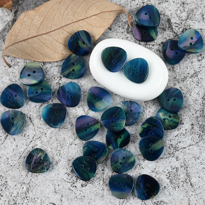 12mm Amber Blue Oval Triangular Resin Buttons 50 Pack (5 Mixed Colors)