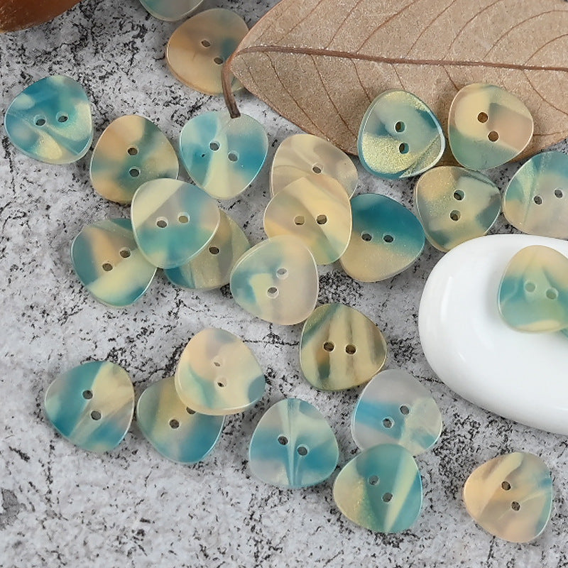 12mm Amber Blue Oval Triangular Resin Buttons 50 Pack (5 Mixed Colors)