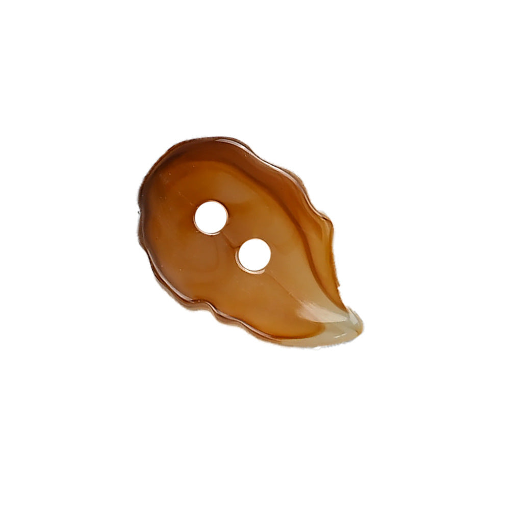 Boutons en résine en forme de feuille irrégulière de 32x21mm couleur ambre beige avec 2 trous pour manteaux, 40 pièces