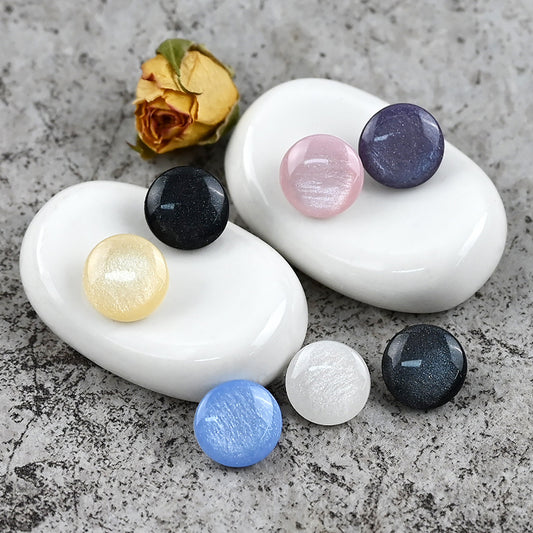 11.5mm Fresh Color Pearl Glitter Resin Mushroom Shank Buttons for Children's Clothing 100pcs