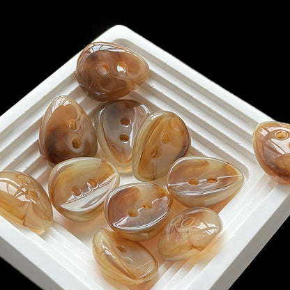 23x28mm Amber og Melk Hvit 3D Melonfrøformede 2 Hull Harpiks Knapper 40stk