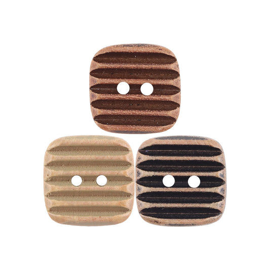 17.5mm Khaki Brown Vintage Square Wood Buttons with Double Sided Usability 20pcs