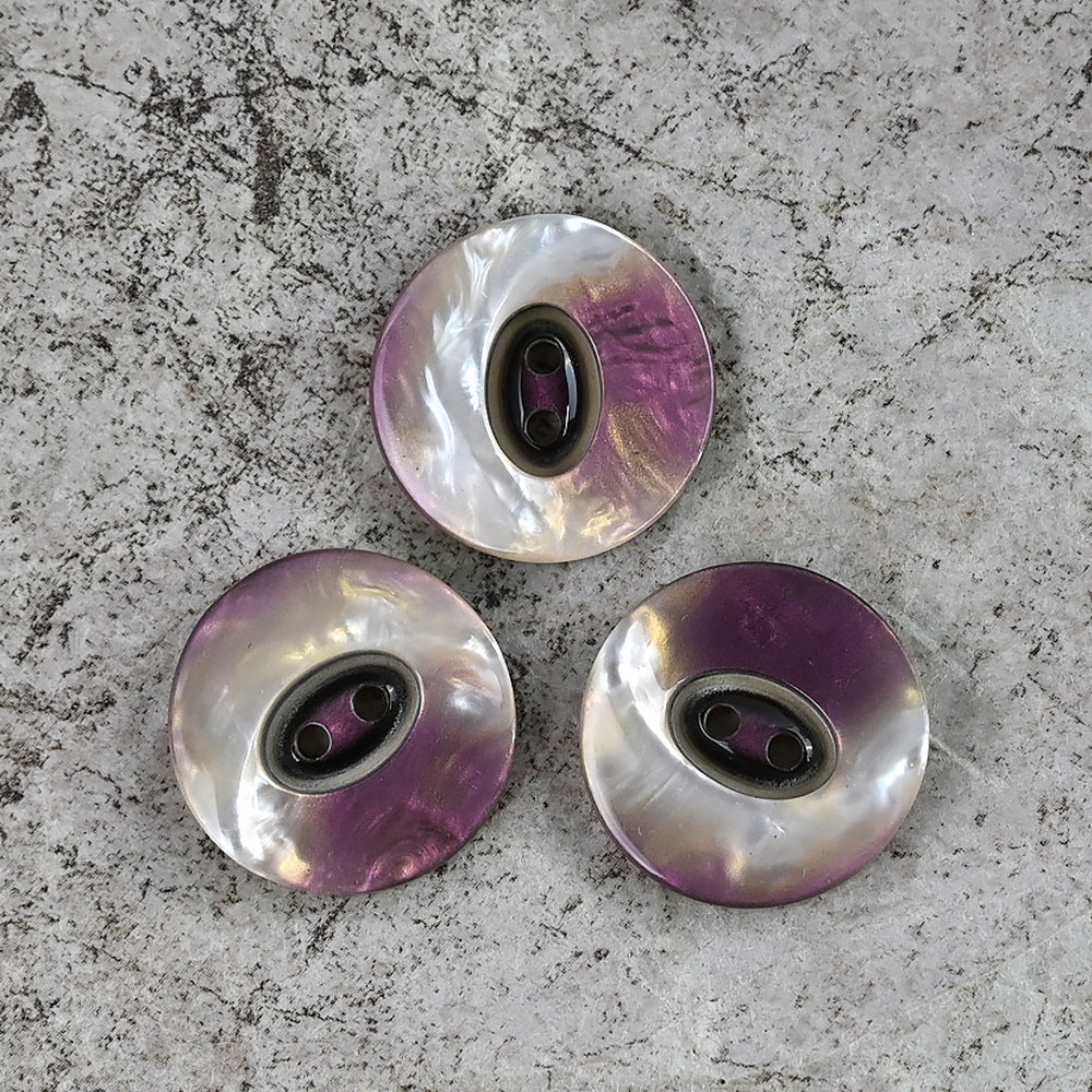 25/28mm Silver-Vit Lila Gradient Perleliknande Resin Två Hål Knappar 20st