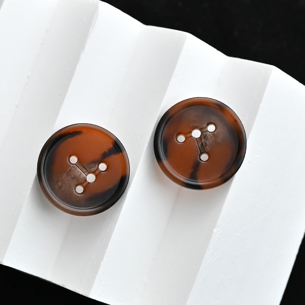 15-28mm Amber Dark Brown T-Shaped 4 Hole Vintage Resin Buttons 80PCS