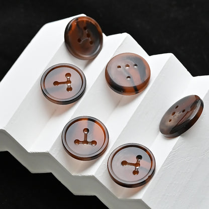 15-28mm Amber Dark Brown T-Shaped 4 Hole Vintage Resin Buttons 80PCS