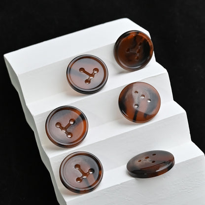 15-28mm Amber Dark Brown T-Shaped 4 Hole Vintage Resin Buttons 80PCS