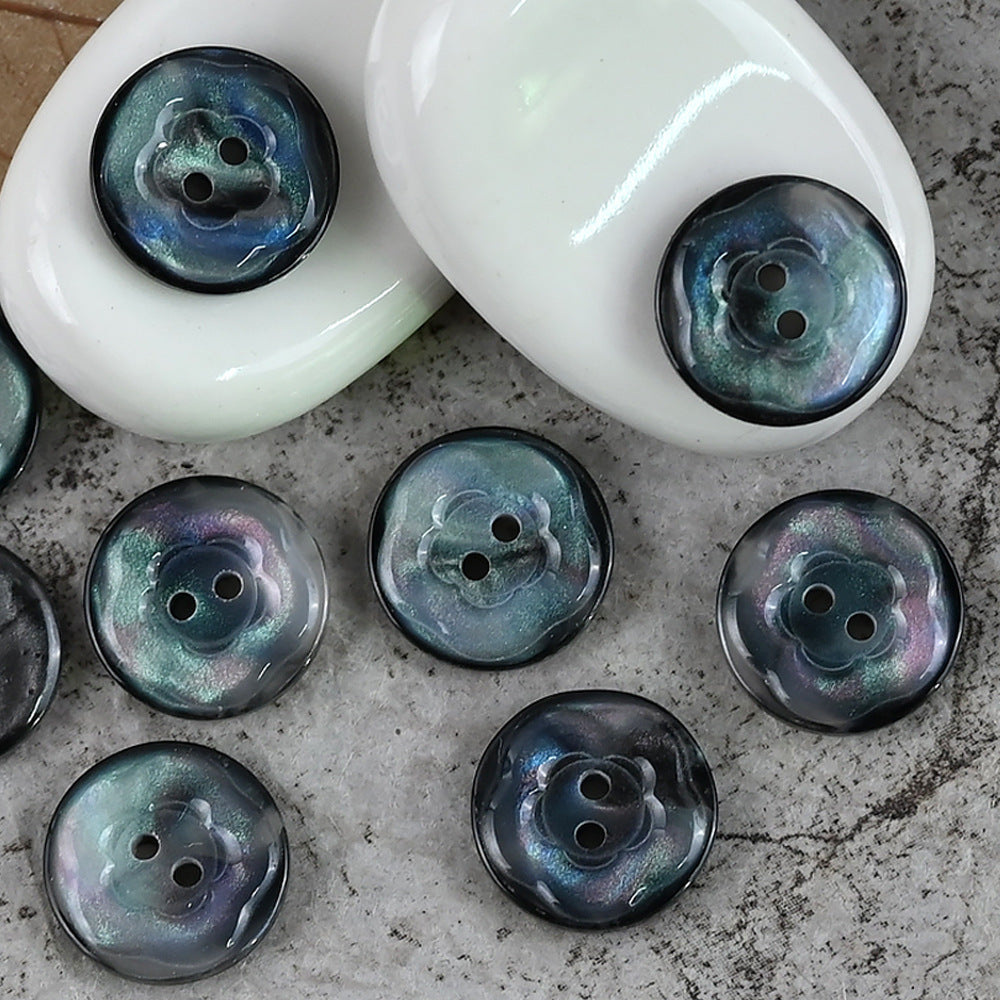 11.5/15/20mm Gorgeous Glowing Pink Blue Purple Flower Shaped Resin Buttons