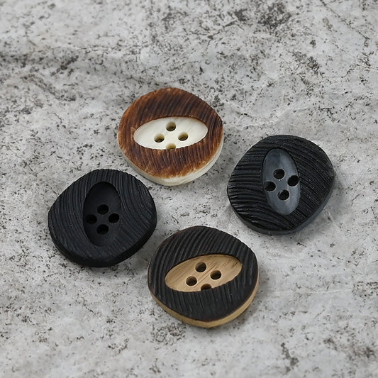 18-28mm Imitation Wood Grain Vintage Resin Buttons for Woolen Sweaters 20pcs