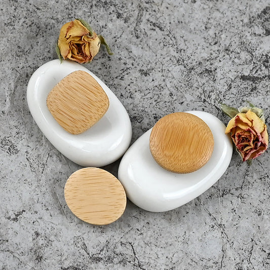 Boutons en champignon en bambou naturel avec tige carrée, ronde et ovale de 11,5-20 mm, 100 pièces