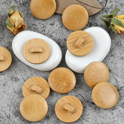 11.5-20mm Square Round Oval Natural Bamboo Shank Mushroom Buttons 100pcs