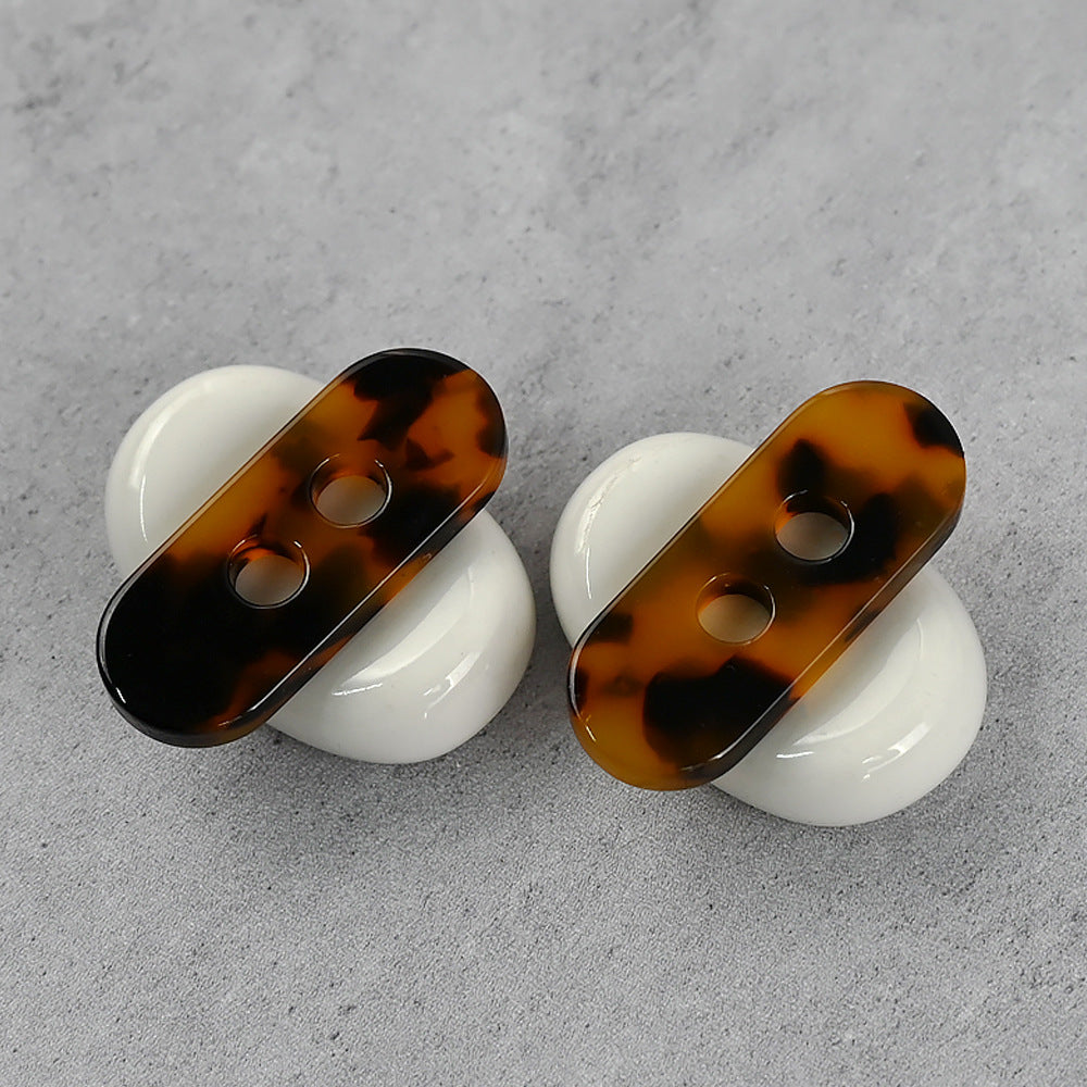 41mm Coffee Amber Long Strip Shaped 2 Hole Resin Flat Buttons 10pcs