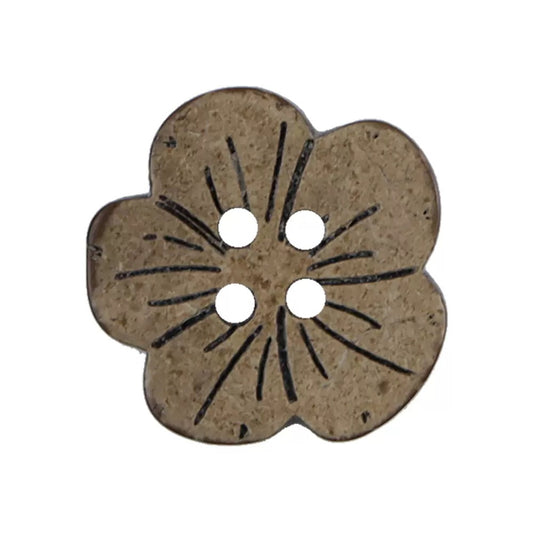 17/22mm Dark Brown Flower Shaped Coconut Shell Buttons for Children's Clothing 60pcs