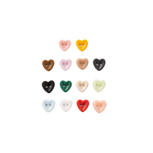 12mm Children Colorful Heart 2 Hole Ceramic Buttons,70 Pack