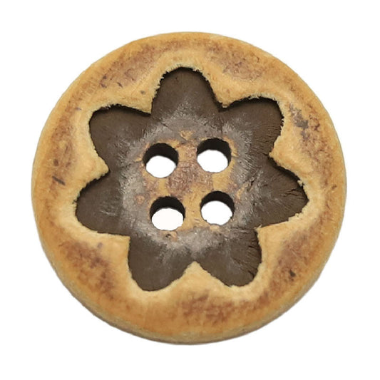 Boutons en bois naturel motifs floraux ovales triangulaires 30 pièces