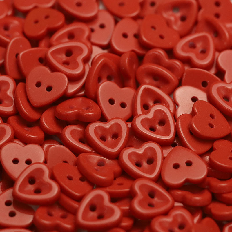 14.5mm Heart-Shaped Ceramic 2-Hole Buttons for Kids' Clothing 50 Pack