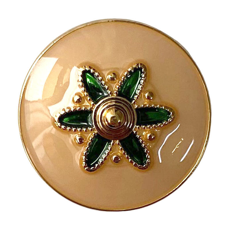 Oil-Painted Flower Pattern Alloy Base Buttons 5pcs