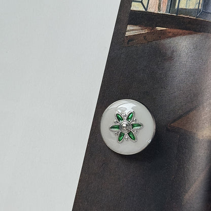 Oil-Painted Flower Pattern Alloy Base Buttons 5pcs