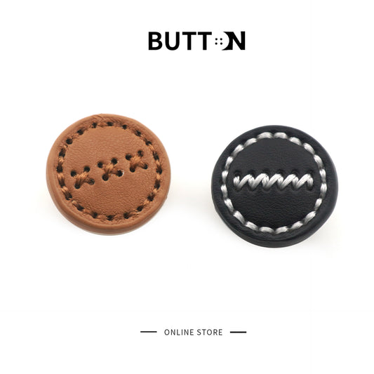 1-inch Round Leather Buttons with Metal Shanks Black Brown 100pcs