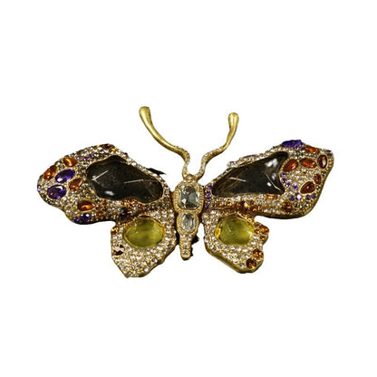 Franse Vintage Koperlegering Broche met Sprankelende Rhinestones