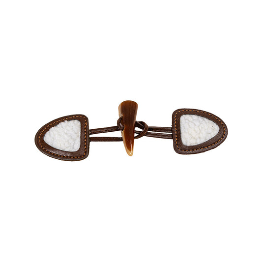 16cm Brown Dark Coffee Leather Sew-on Toggles with Resin Horn Buttons 6pcs