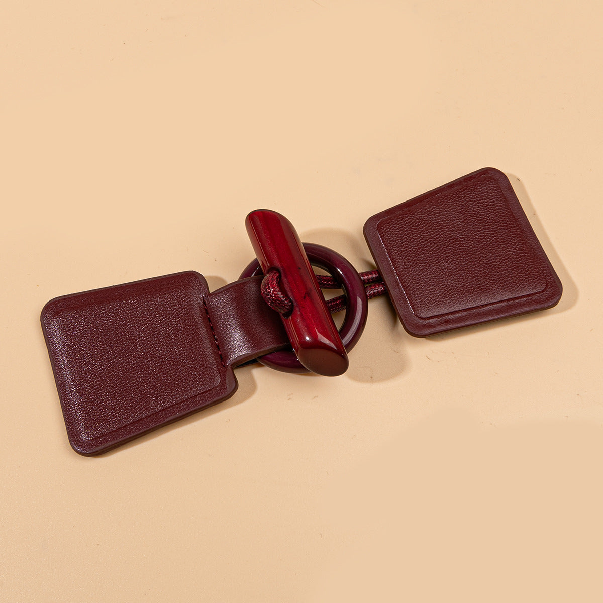 Toggles de Couro Khaki Preto Burgundy de 14cm com Fivela de Resina 4pcs