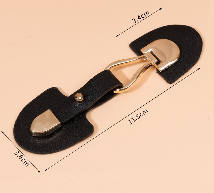 Toggles de Couro Bege e Preto de 11,5cm com Fivela de Metal 6pcs