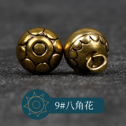 Botões de Metal Sólido de Cobre Retro Chinês de 10mm para Cheongsam Hanfu - Pacote de 14