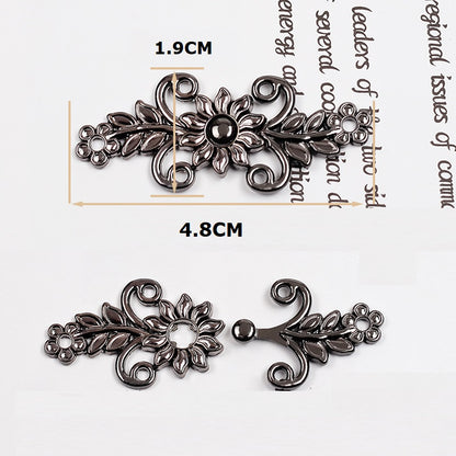 Botões de Metal Vintage Ouro Prata Gunmetal Floral de 4,8cm 10pcs