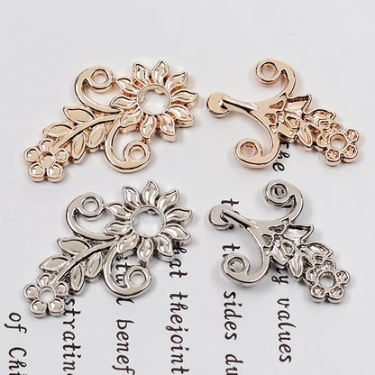 4.8cm Vintage Gold Silver Gunmetal Floral Metal Frog Buttons 10pcs