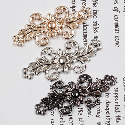 Botões de Metal Vintage Ouro Prata Gunmetal Floral de 4,8cm 10pcs