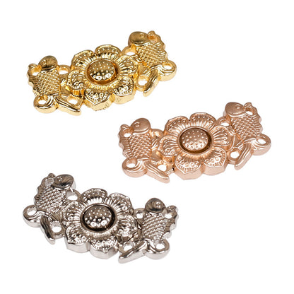 Boutons en métal doré en paire de style ancien chinois carpe pivoine 3 cm 10 pièces