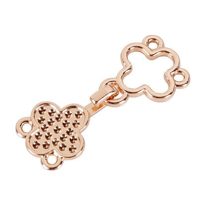 2.8cm Silver Rose Gold Four-Leaf Clover Metal Pair Hook Buttons 30PCS