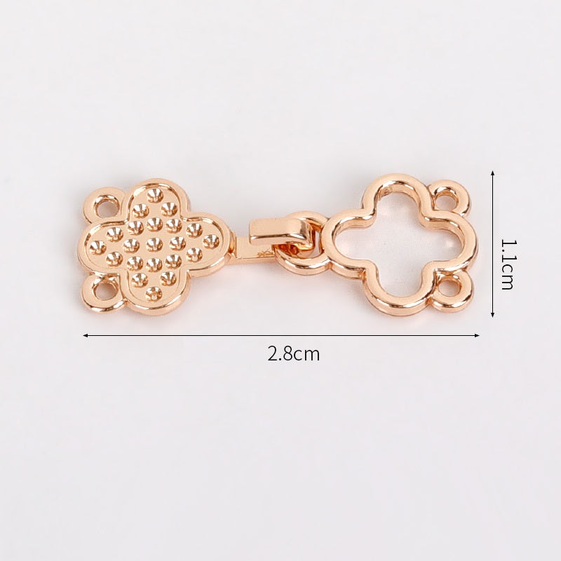 2.8cm Silver Rose Gold Four-Leaf Clover Metal Pair Hook Buttons 30PCS