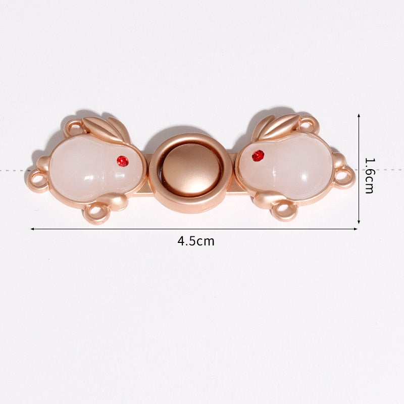 Botones en forma de conejo dorados de metal estilo chino de 4.5 cm, 20 piezas