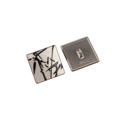 1.7cm Chinese Ink Bamboo Square Zinc Alloy Buttons 20pcs