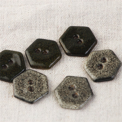 Botones de cerámica hexagonales de 17/23/28 mm con patrón de mármol negro y gris 4 piezas