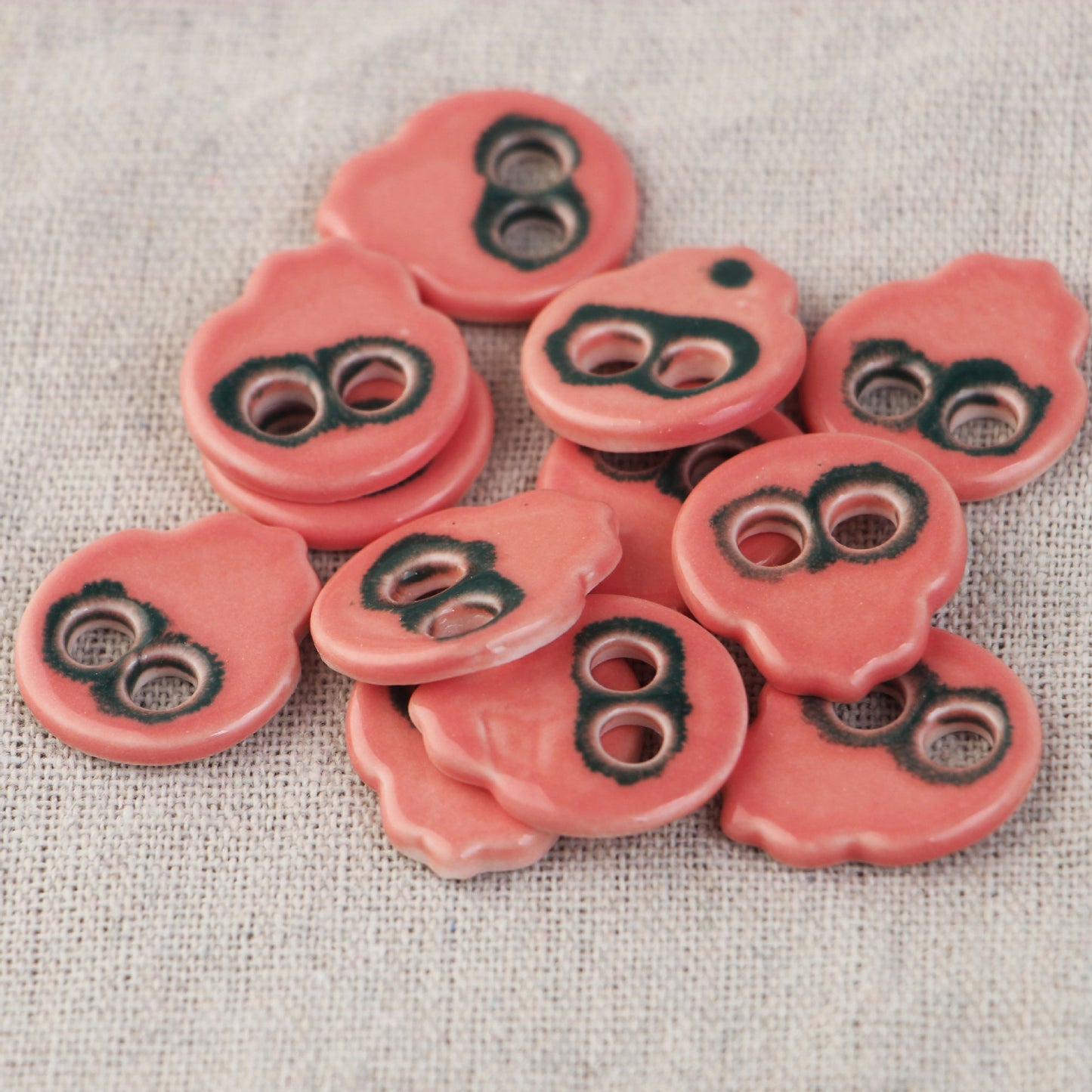 Blue and Pink Ceramic 2 Hole Sewing Buttons with Diverse Shapes 6pcs