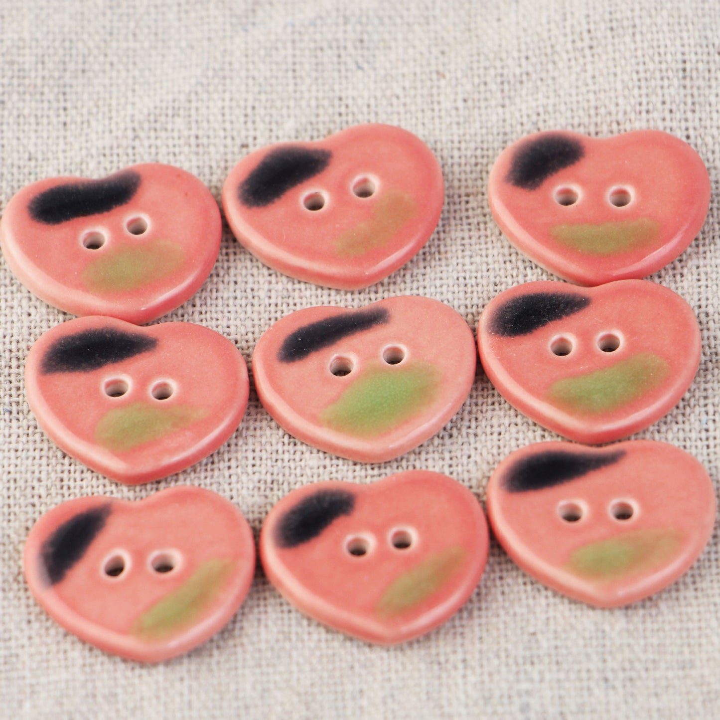 Blue and Pink Ceramic 2 Hole Sewing Buttons with Diverse Shapes 6pcs