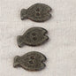 33x24mm Black and Gray Fish-Shaped 2-Hole Handmade Ceramic Buttons 3pcs