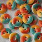 15mm Blue Orange Round Double-hole Hand-painted Ceramic Sewing Buttons 6pcs