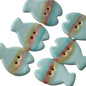 24mm Light Blue Marine-Themed Small Fish Ceramic Double-Hole Buttons 4PCS