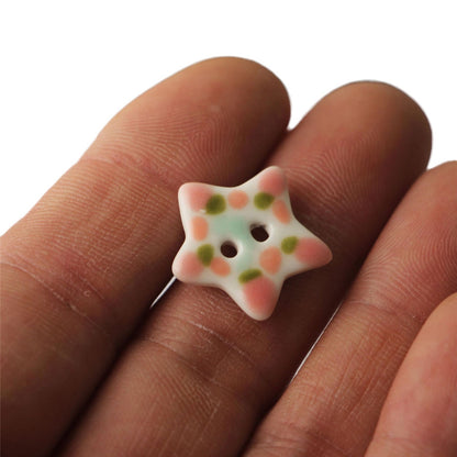 20mm Five Pointed Star 2 Hole Ceramic Sewing Buttons 4pcs