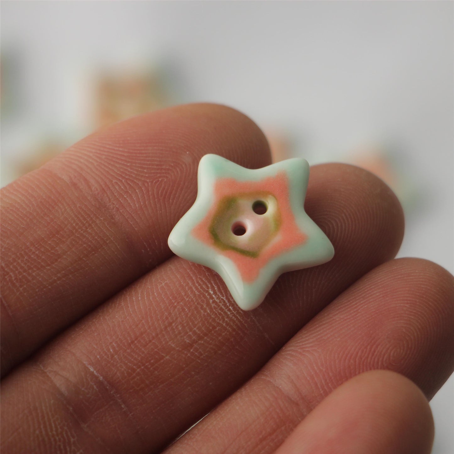 20mm Five Pointed Star 2 Hole Ceramic Sewing Buttons 4pcs