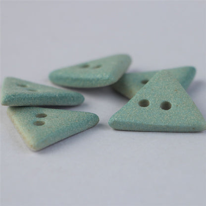 30mm Matte Light Blue Triangular and Gear Shaped 2 Hole Handmade Ceramic Buttons 5pcs